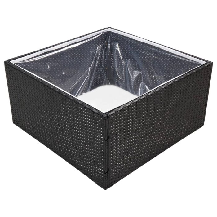 Pflanzkübel Schwarz 80x80x40 cm Poly Rattan – Bild 3