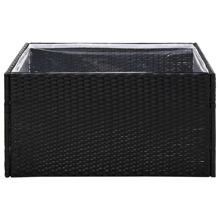 Pflanzkübel Schwarz 80x80x40 cm Poly Rattan – Bild 4
