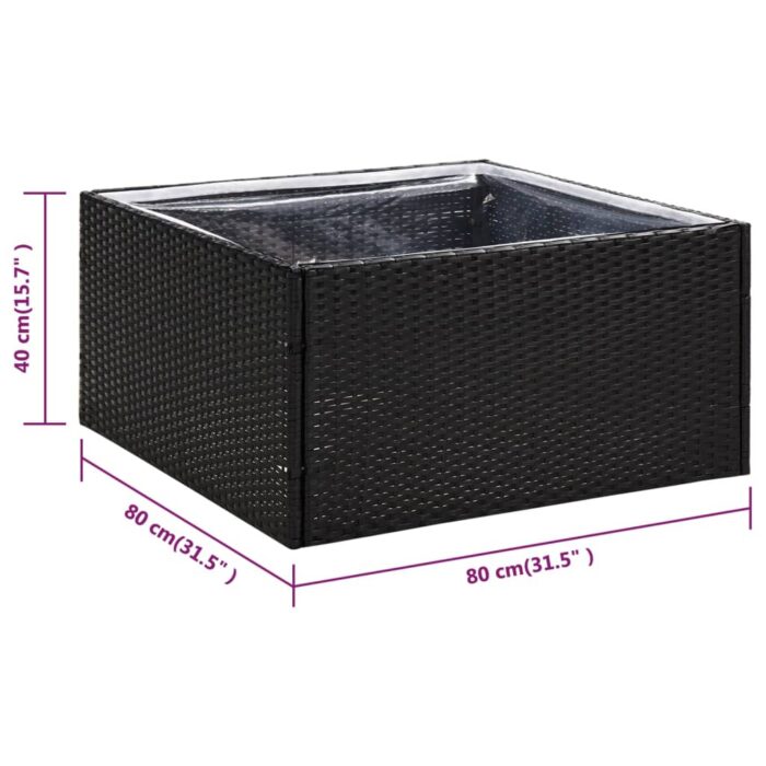 Pflanzkübel Schwarz 80x80x40 cm Poly Rattan – Bild 6