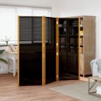 3-tlg. Raumteiler Schwarz 210x180 cm