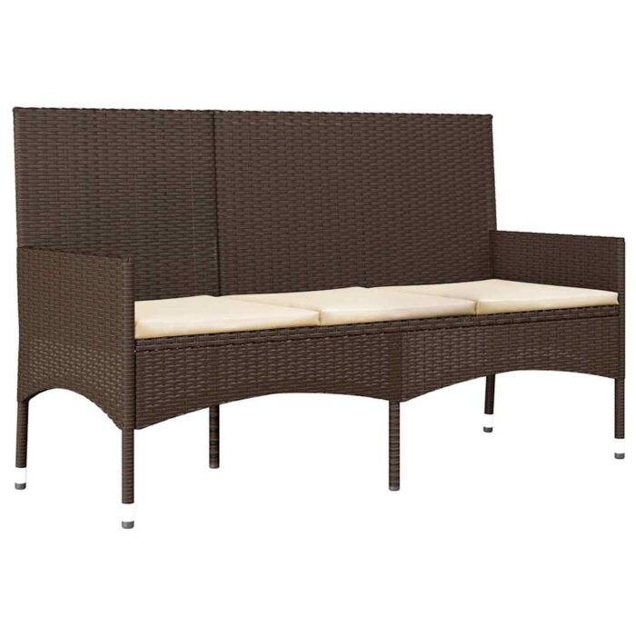 4-tlg. Garten-Lounge-Set mit Kissen Braun Poly Rattan – Bild 10
