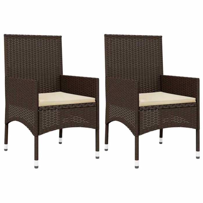 4-tlg. Garten-Lounge-Set mit Kissen Braun Poly Rattan – Bild 7