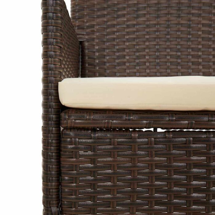 4-tlg. Garten-Lounge-Set mit Kissen Braun Poly Rattan – Bild 9