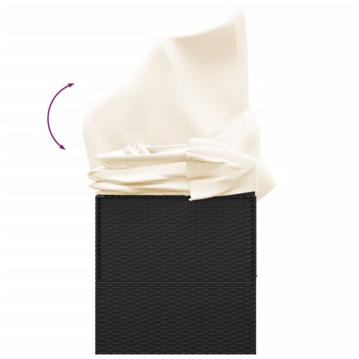 Outdoor-Loungebett mit Dach und Kissen Schwarz Poly Rattan – Bild 7