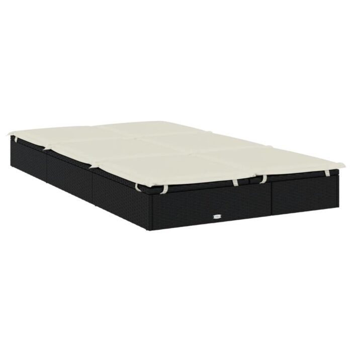 Sonnenliege für 2 Personen mit Auflage Schwarz Poly Rattan – Bild 6