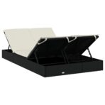 Sonnenliege für 2 Personen mit Auflage Schwarz Poly Rattan – Bild 8