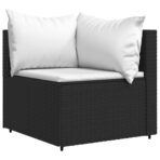 Garten-Ecksofa mit Kissen Schwarz Poly Rattan – Bild 2
