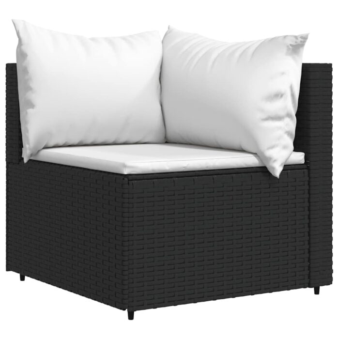 Garten-Ecksofa mit Kissen Schwarz Poly Rattan – Bild 2