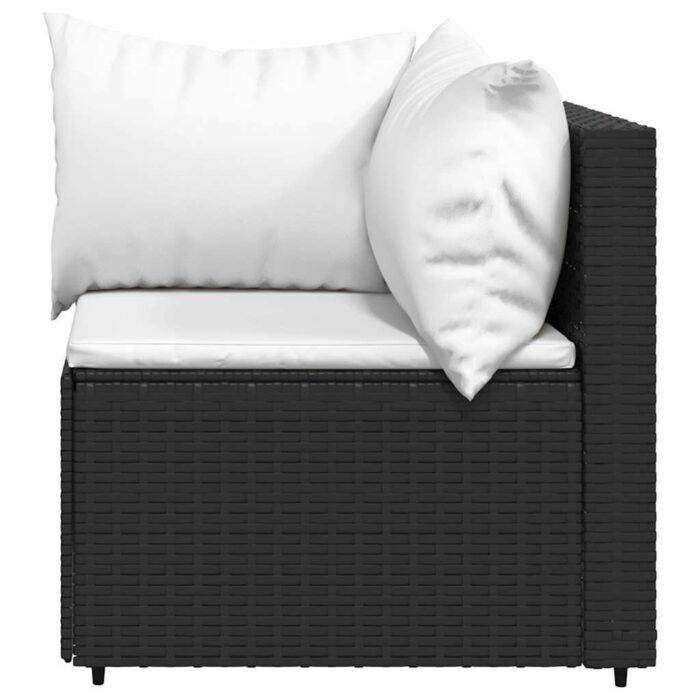 Garten-Ecksofa mit Kissen Schwarz Poly Rattan – Bild 3