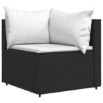 Garten-Ecksofas mit Kissen 2 Stk. Schwarz Poly Rattan – Bild 3