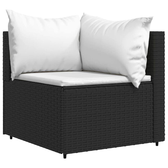 Garten-Ecksofas mit Kissen 2 Stk. Schwarz Poly Rattan – Bild 3