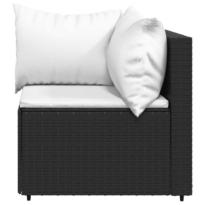 Garten-Ecksofas mit Kissen 2 Stk. Schwarz Poly Rattan – Bild 4