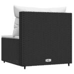 Garten-Mittelsofa mit Kissen Schwarz Poly Rattan – Bild 4