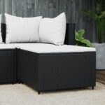 Gartenhocker mit Kissen Schwarz Poly Rattan