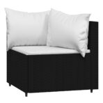 Garten-Ecksofas mit Kissen 2 Stk. Schwarz Poly Rattan – Bild 3
