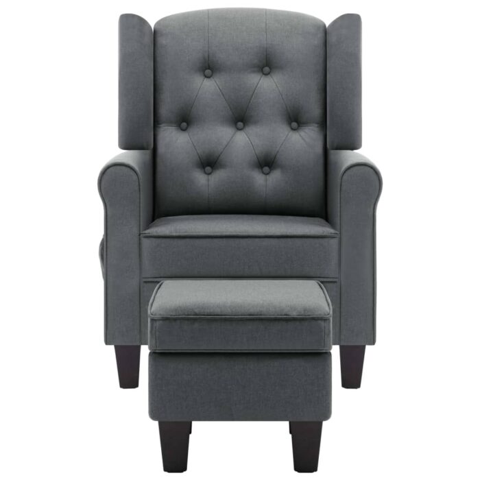 Massagesessel mit Hocker Hellgrau Stoff – Bild 3