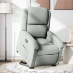 Relaxsessel mit Aufstehhilfe Hellgrau Samt