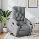 Relaxsessel mit Aufstehhilfe Hellgrau Stoff