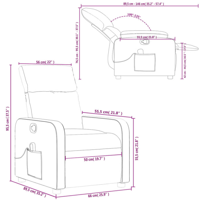 Massage-Relaxsessel Hellgrau Stoff – Bild 12