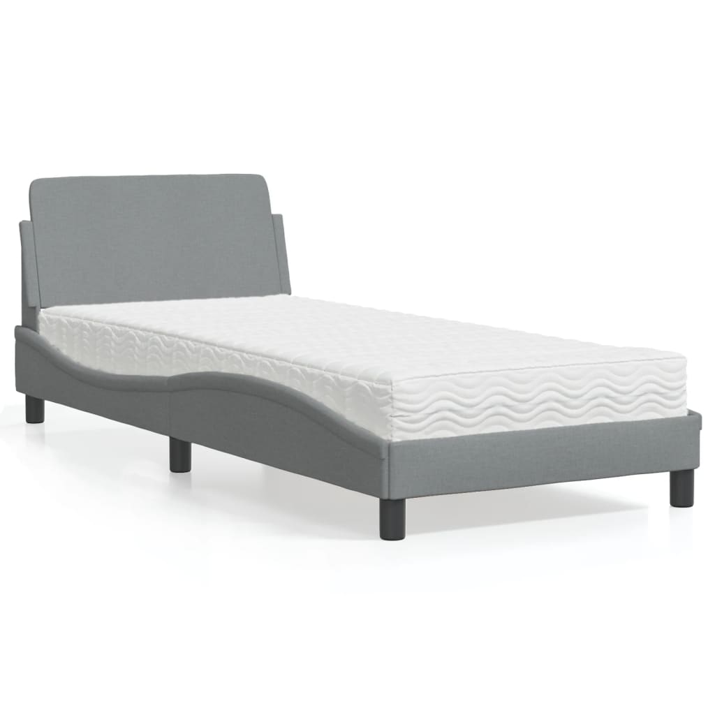3208284_1.jpg Bett mit Matratze "Dover" Hellgrau 80x200 cm Stoff – Bild 1