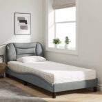 Bett mit Matratze "Hvar" Hellgrau 80x200 cm Stoff – Bild 3