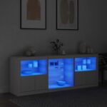 Sideboard mit LED-Leuchten Weiss 181,5x37x67 cm