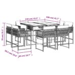 9-tlg. Garten-Essgruppe mit Kissen Schwarz Poly Rattan – Bild 5