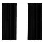Verdunkelungsvorhänge Haken Leinenoptik 2Stk. Schwarz 140x175cm – Bild 2