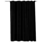 Verdunkelungsvorhänge mit Haken Leinenoptik Schwarz 290x245cm – Bild 2