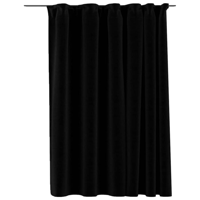 Verdunkelungsvorhänge mit Haken Leinenoptik Schwarz 290x245cm – Bild 2