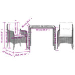 3-tlg. Garten-Essgruppe mit Kissen Schwarz Poly Rattan – Bild 7