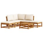 6-tlg. Garten-Lounge-Set mit Kissen Massivholz Akazie – Bild 2