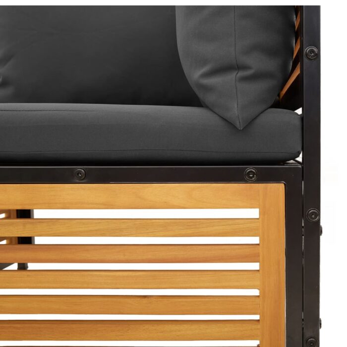 4-tlg. Garten-Sofagarnitur mit Kissen Massivholz Akazie – Bild 10