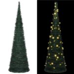 Künstlicher Pop-Up-Weihnachtsbaum mit Beleuchtung Grün 150 cm