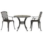 3-tlg. Bistro-Set Weiss Aluminiumguss