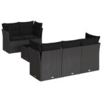 6-tlg. Garten-Sofagarnitur mit Kissen Schwarz Poly Rattan – Bild 2