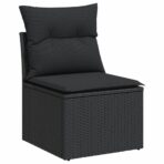 10-tlg. Garten-Sofagarnitur mit Kissen Schwarz Poly Rattan – Bild 3