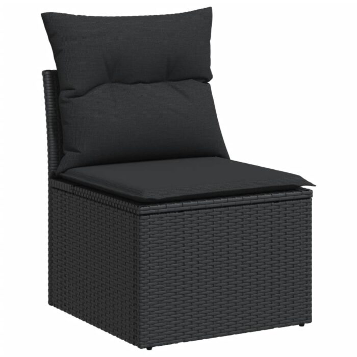 10-tlg. Garten-Sofagarnitur mit Kissen Schwarz Poly Rattan – Bild 3