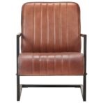 Freischwinger Sessel Distressed Grau Echtleder – Bild 2