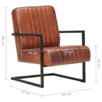 Freischwinger Sessel Distressed Grau Echtleder – Bild 6