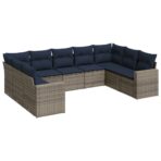 10-tlg. Garten-Sofagarnitur mit Kissen Schwarz Poly Rattan – Bild 2