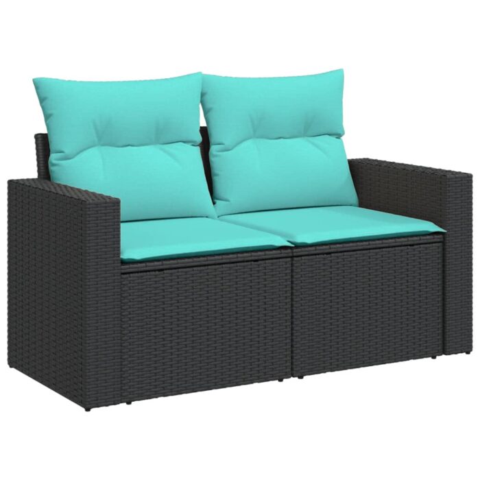 10-tlg. Garten-Sofagarnitur mit Kissen Schwarz Poly Rattan – Bild 6