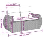 7-tlg. Garten-Sofagarnitur mit Kissen Schwarz Poly Rattan – Bild 8