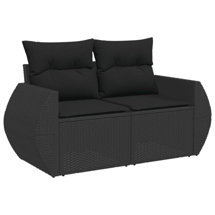 8-tlg. Garten-Sofagarnitur mit Kissen Schwarz Poly Rattan – Bild 3