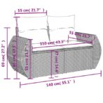 8-tlg. Garten-Sofagarnitur mit Kissen Schwarz Poly Rattan – Bild 8