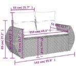 8-teiliges Gartensofa-Set mit Kissen, schwarzes Polyrattan – Bild 9