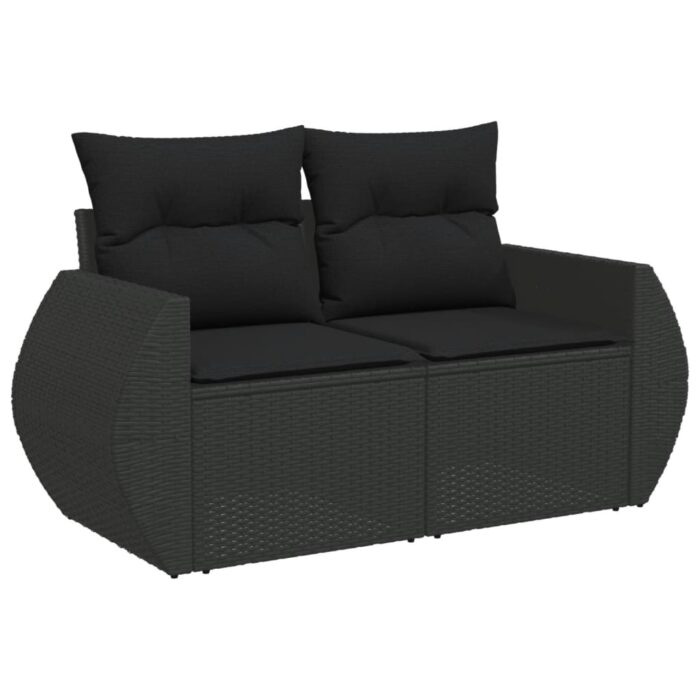 8-tlg. Garten-Sofagarnitur mit Kissen Schwarz Poly Rattan – Bild 3