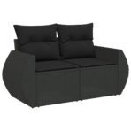 10-tlg. Garten-Sofagarnitur mit Kissen Schwarz Poly Rattan – Bild 3