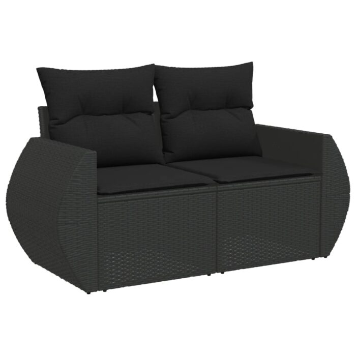 10-tlg. Garten-Sofagarnitur mit Kissen Schwarz Poly Rattan – Bild 3