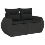 10-tlg. Garten-Sofagarnitur mit Kissen Schwarz Poly Rattan – Bild 3